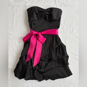 (Y2K) Teeze Me formal strapless dress with ribbon bow tie (size 3)
